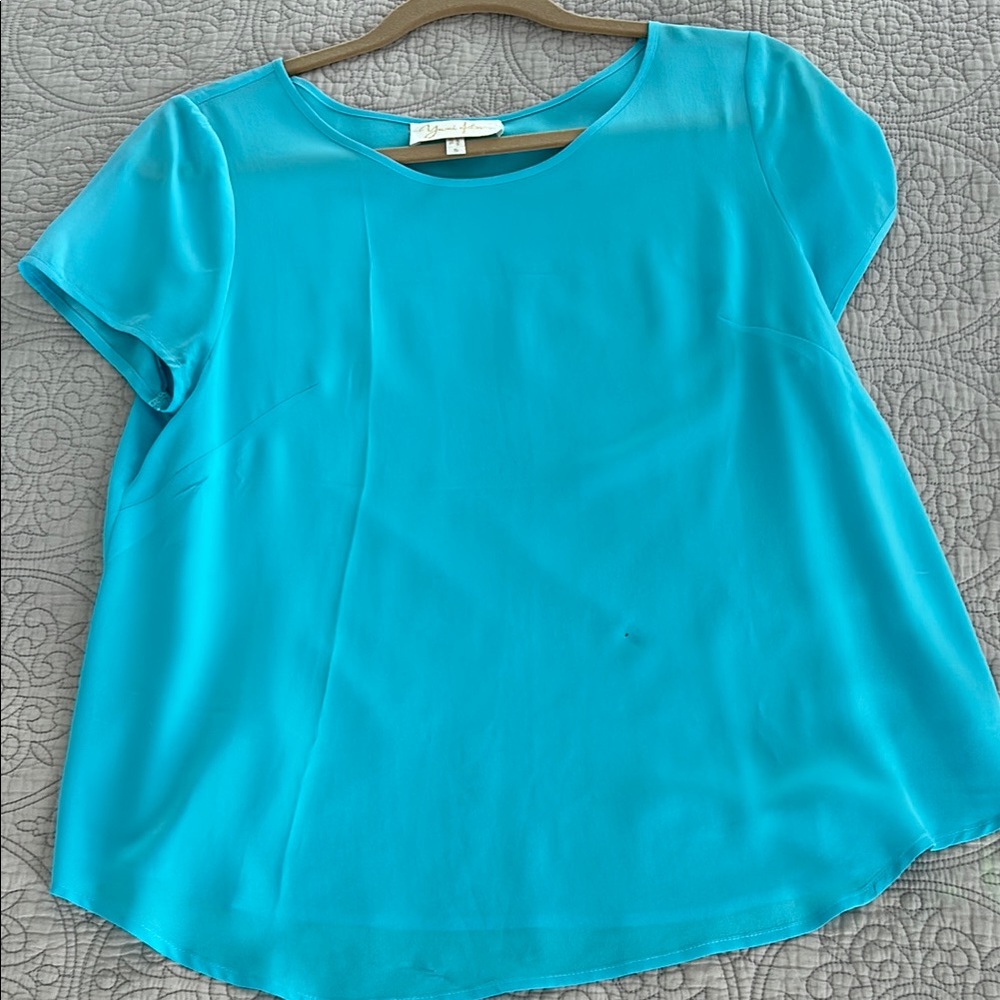 Yumi Kim Blue Cap Sleeve Blouse Relaxed Fit